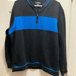 Alfani‎ Colorblock Sweater Long Sleeve XL Crew 1/4 Zip Pullover Blue Black